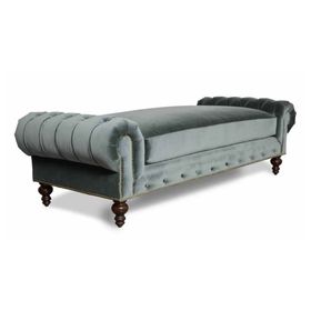 Hanel Mobilya Pipa Chesterfield Füme Kadife Kumaş Chester Benç Puf