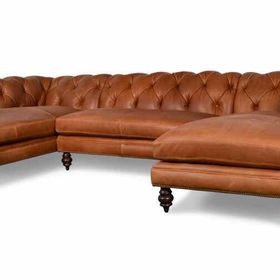 Hanel Mobilya Soho Chesterfield Double Kahve Suni Deri Chester Köşe Koltuk Takımı