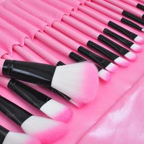 Hannah 32 Parça Pembe Deri Çantasında Makyaj Fırça Seti