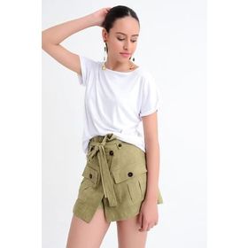 Hanna's HN1749 Beyaz Bisiklet Yakalı Kısa Kollu Basic Kadın T-Shirt