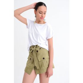 Hanna's HN1749 Beyaz Bisiklet Yakalı Kısa Kollu Basic Kadın T-Shirt