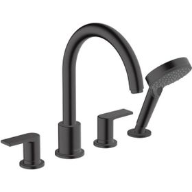 Hansgrohe 71459670 Vernis Shape 4 Delikli Satin Siyah Küvet Bataryası