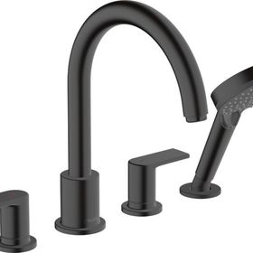 Hansgrohe 71459670 Vernis Shape 4 Delikli Satin Siyah Küvet Bataryası