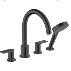 Hansgrohe 71459670 Vernis Shape 4 Delikli Satin Siyah Küvet Bataryası