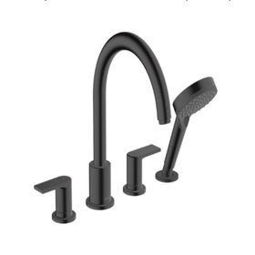 Hansgrohe 71459670 Vernis Shape 4 Delikli Satin Siyah Küvet Bataryası