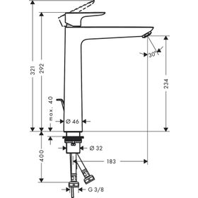 Hansgrohe 71716670 240 Mat Siyah HG Talis E Tek Kollu Lavabo Bataryası