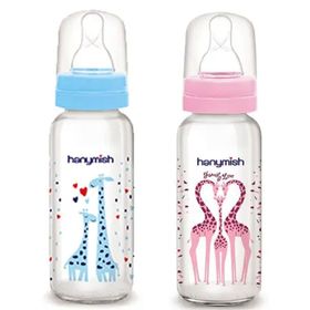 Hanymish 240 ml Mavi-Pembe Cam Biberon