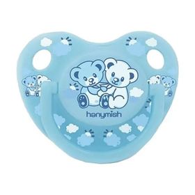 Hanymish No 1 Ayıcık Desenli Mavi Rainbow Silikon Damaklı Emzik
