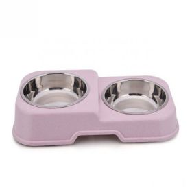Haoer Pembe Kedi Köpek Çelik Kaseli Mama ve Su Kabı