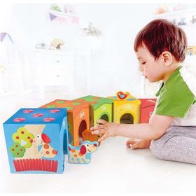 Hape +18 Ay 9 Parça 13x13x13 cm Friendship Tower Ahşap Küpler