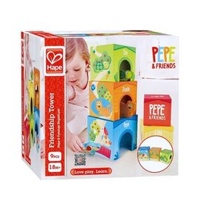 Hape +18 Ay 9 Parça 13x13x13 cm Friendship Tower Ahşap Küpler