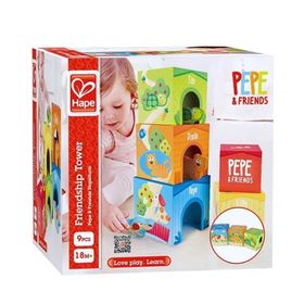 Hape +18 Ay 9 Parça 13x13x13 cm Friendship Tower Ahşap Küpler