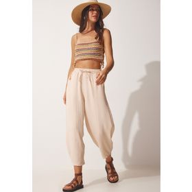 Happiness İst. CI00036 Kadın Açık Krem Ayrobin Şalvar Pantolon