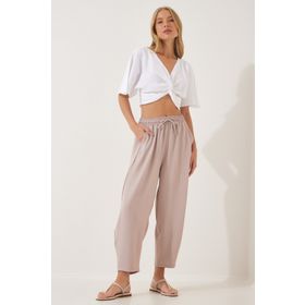 Happiness İst. CI00036 Kadın Krem Ayrobin Şalvar Pantolon