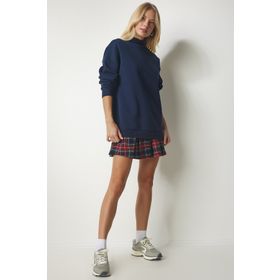 Happiness İst. UB00166 Kadın Lacivert Dik Yaka Basic Şardonlu Sweatshirt