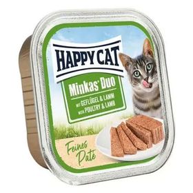 Happy Cat 100 Gr Minkas Duo Tavuklu ve Kuzu Etli Kedi Yaş Maması