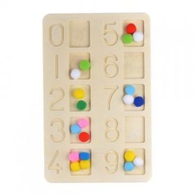 Happy Junior Montessori Eğitici Ahşap 1 Adet Oyun Tahtası 20 Adet Keçe Ponponlu Sayılar Oyuncağı