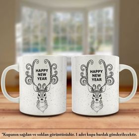 Happy New Year-Yeni Yıl Geyik Kupa Bardak