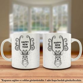 Happy New Year-Yeni Yıl Geyik Kupa Bardak