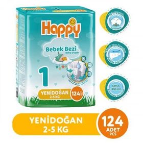 Happy No:1 Yenidoğan 124 Adet Bebek Bezi