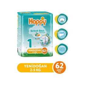 Happy No:1 Yenidoğan 62 Adet Bebek Bezi