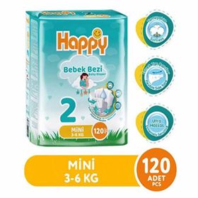 Happy No:2 Mini 120 Adet Bebek Bezi