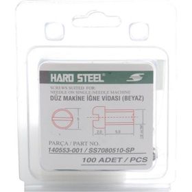 Hard Steel 140553 (SS-7080510-TP) Düz Makine Beyaz 100 Adet İğne Vidası