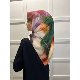 Harem 00821 Zümrüt Scarf Dalga Desen Dijital Baskı Tivil Eşarp