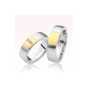 Harem Altın 0505-2 Sarı Beyaz Altın Alyans