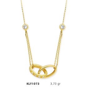 Harem Altın 1KLY1073 4 Ayar Altın Çift Alyans Yüzük Kolye