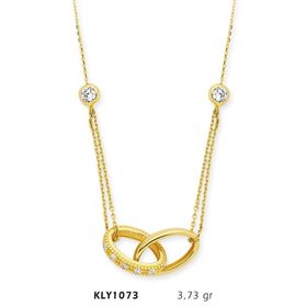 Harem Altın 1KLY1073 4 Ayar Altın Çift Alyans Yüzük Kolye