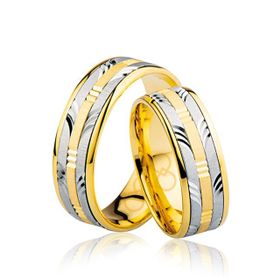 Harem Altın 3105-3 Sarı Beyaz Altın Alyans