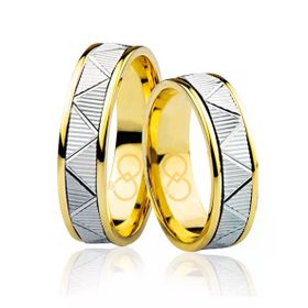 Harem Altın 4004-1 Sarı Beyaz Zigzag Altın Alyans