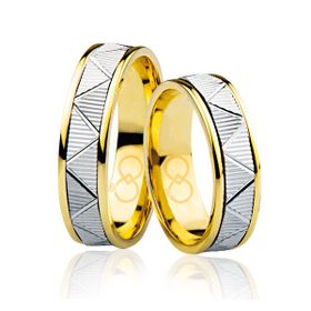 Harem Altın 4004-1 Sarı Beyaz Zigzag Altın Alyans