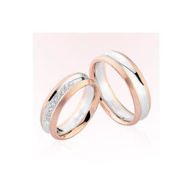 Harem Altın 4403 Rose Beyaz Şeritli Altın Alyans