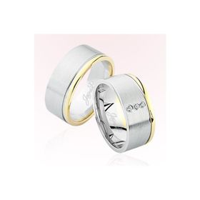 Harem Altın 5107 Sarı Beyaz Bombeli Altın Alyans