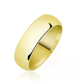 Harem Altın 6 mm Düz Bombeli Gold Gümüş Alyans