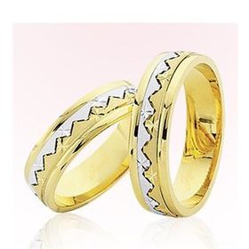 Harem Altın 6606 Sarı Beyaz Zigzag Altın Alyans