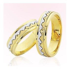 Harem Altın 6606 Sarı Beyaz Zigzag Altın Alyans