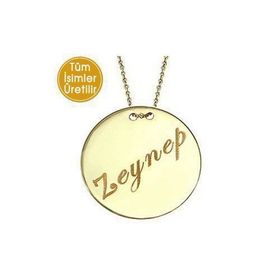 Harem Altın AD15 14 Ayar Plaka Yuvarlak Harfli Kolye