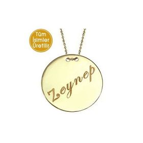 Harem Altın AD15 14 Ayar Plaka Yuvarlak Harfli Kolye