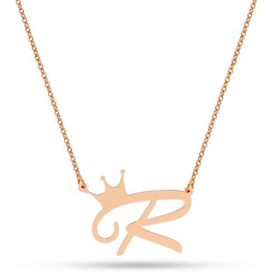 Harem Altın AD37 14 Ayar Kral Tacı Harfli Altın Kolye