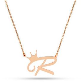 Harem Altın AD37 14 Ayar Kral Tacı Harfli Altın Kolye