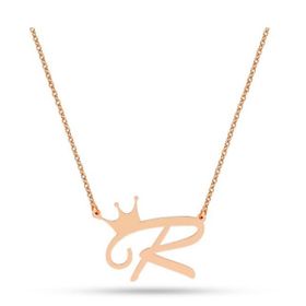 Harem Altın AD37 14 Ayar Kral Tacı Harfli Altın Kolye