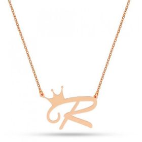 Harem Altın AD37 14 Ayar Kral Tacı Harfli Altın Kolye