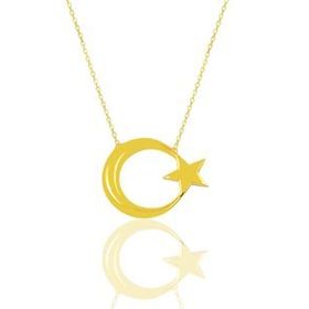 Harem Altın Altın Kaplama Ay Yıldız Gümüş Kolye