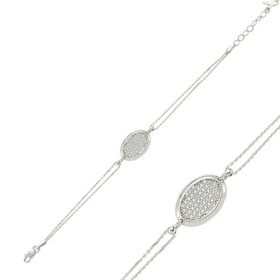 Harem Altın BR0460299 Oval Beyaz Taşlı Gümüş Kadın Bileklik