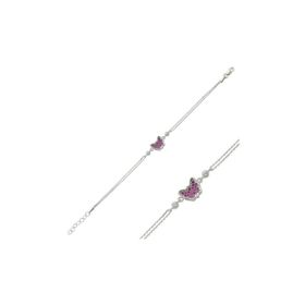Harem Altın BR0460316 Pembe Kelebek Gümüş Kadın Bileklik