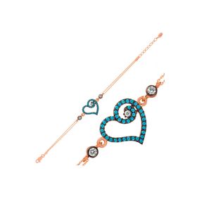 Harem Altın BR0460492 Mavi Kalpli Gümüş Kadın Bileklik