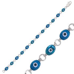 Harem Altın BR0460553 Oval Nazar Gümüş Kadın Bileklik